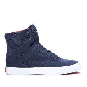 Supra SKYTOP Høye Sneakers Dame Marineblå/Hvite | NO-33927